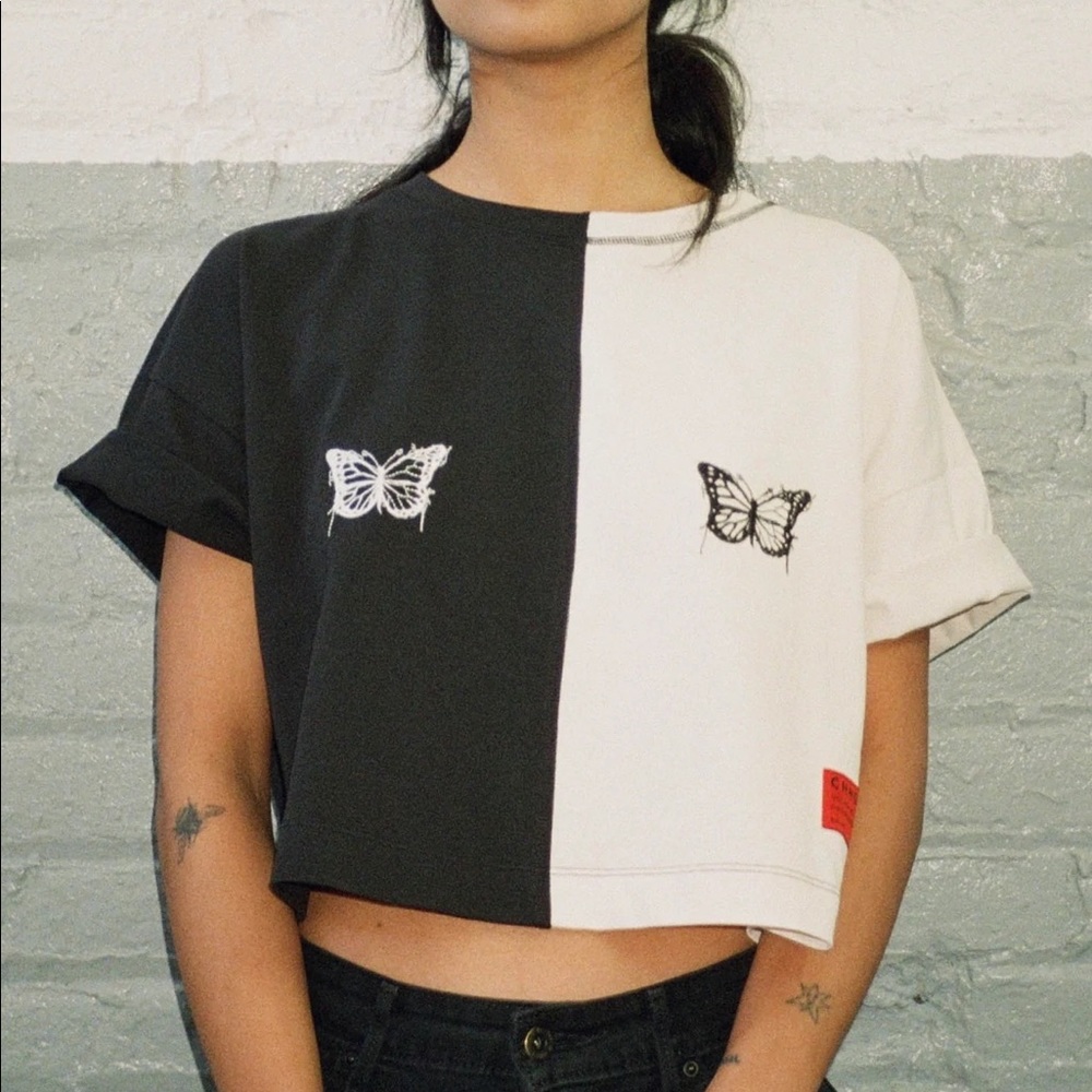 pieced butterflies cropped top 🦋